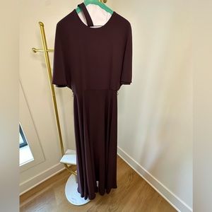 Burgundy formal dress- floor length with fabric belt and slit back - Size Med